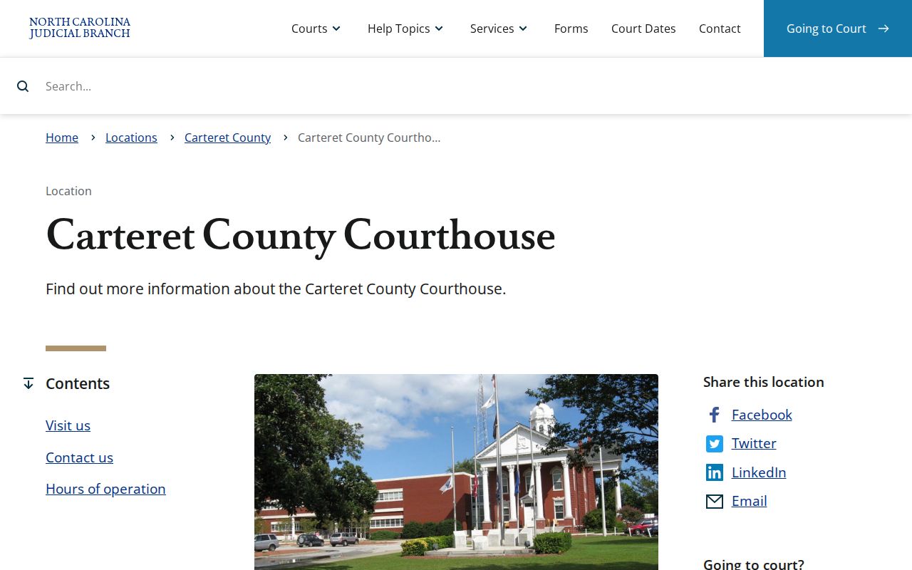 Carteret County courthouse contact for release-related court records
