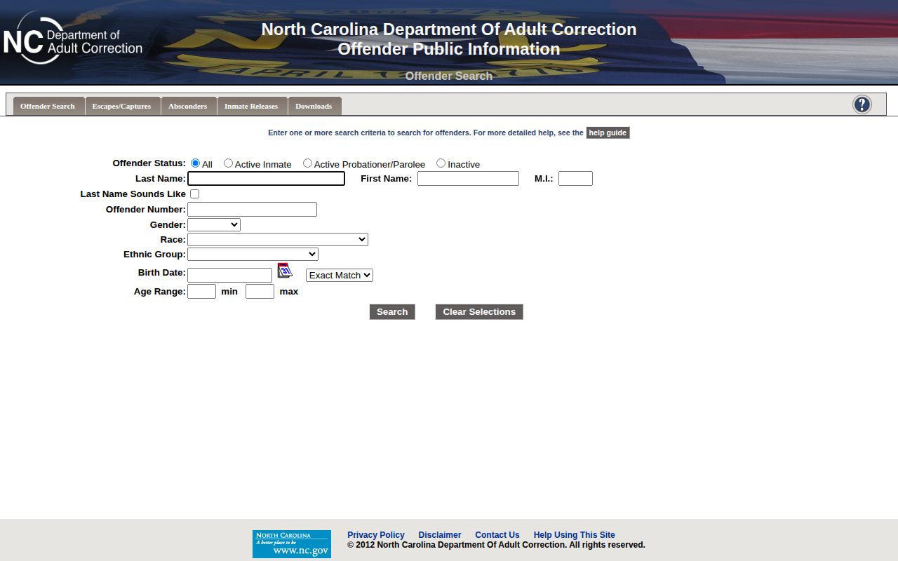 NCDAC Carteret County projected release date offender search